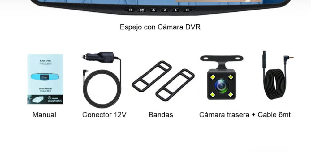 ESPEJO RETROVISOR TACTIL CON DOBLE CAMARA DE VIDEO