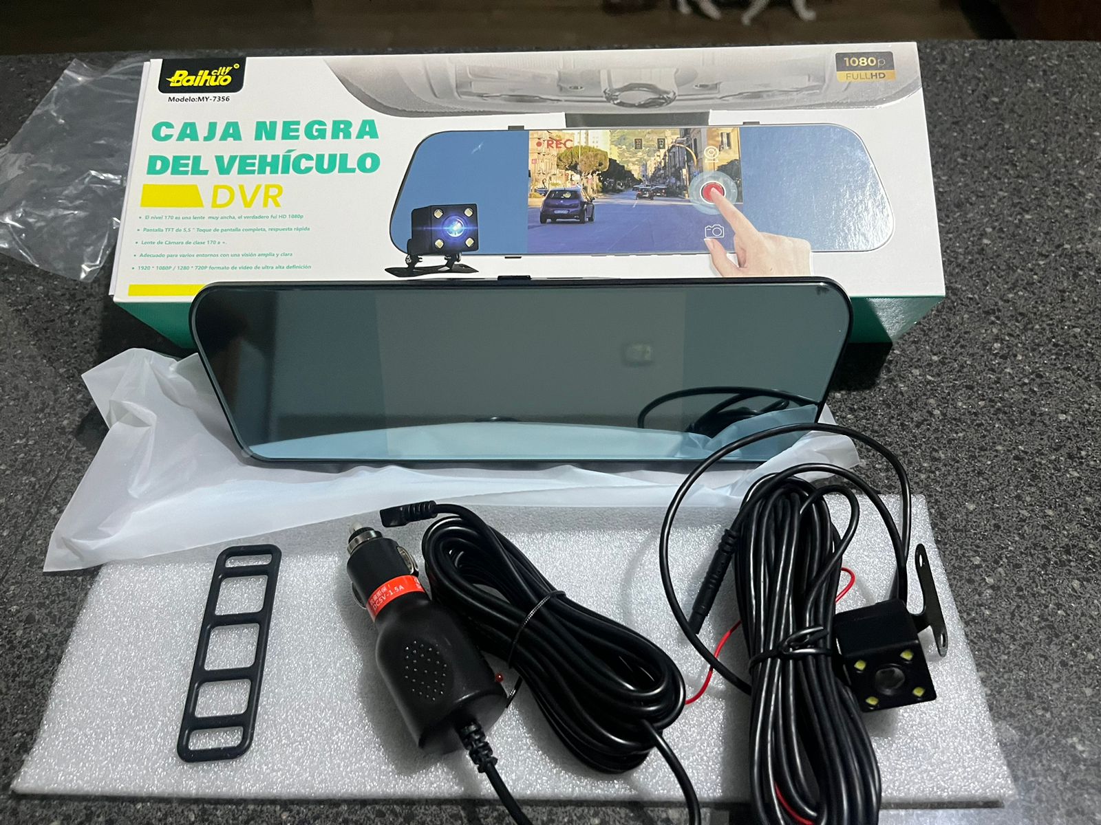 ESPEJO RETROVISOR TACTIL CON DOBLE CAMARA DE VIDEO