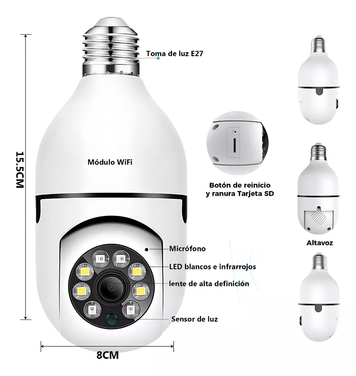 FOCO CAMARA WIFI 360° E27